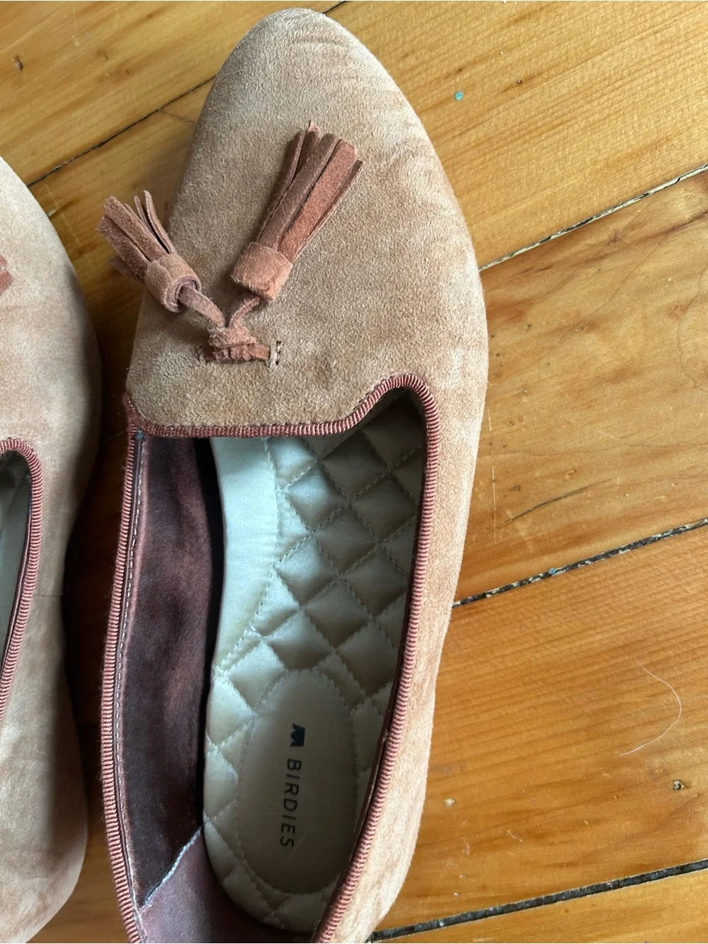 Birdies The Blackbird Ginger Tassel Women Size 7 Brown Camel Suede Loafers Flats